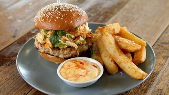 A Thai chicken patty gives this burger a twist.