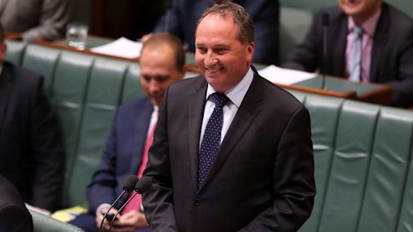 Agriculture Minister Barnaby Joyce during question time on Monday.