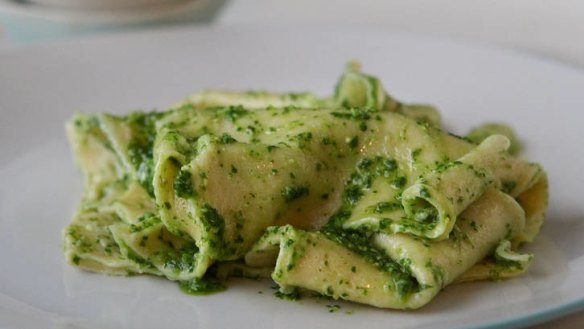 Home-made pasta made easy: Kate Gibb's pasta handkerchiefs with rocket.