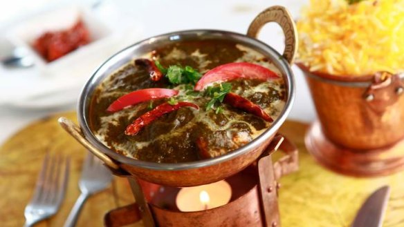 Spinach dishes, such as the saag paneer, are a specialty.