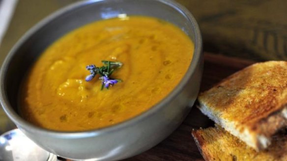 Roasted pumpkin and chestnut soup.