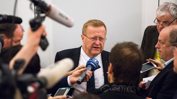 International Olympic Committee (IOC) Vice President John Coates speaks during a press conference after the executive board meeting of the IOC in Lausanne, Switzerland.