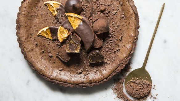 Deep, dark and delicious chocolate-orange tart.