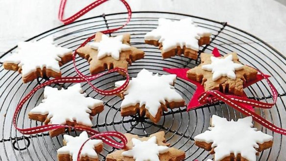 Iced gingerbread biscuits.