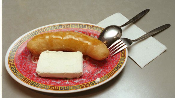 Old-school dishes ... Banana fritter and ice-cream.