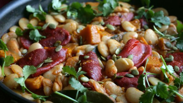 Chilean lima bean and pumpkin stew.