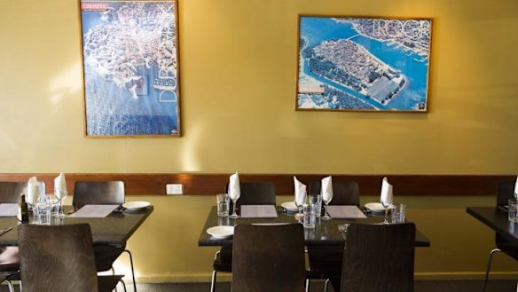 Maestral's cheery yellow-painted dining room.