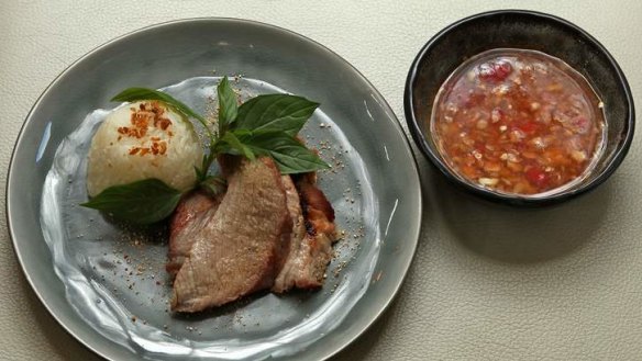 BangPop's pork neck with chilli dipping sauce.