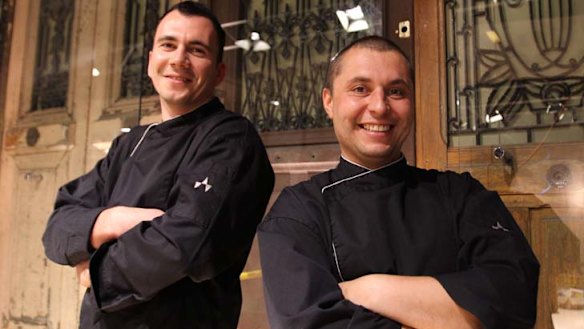 Global force ... Jan Oravec, left, with Belgian chef Dave De Belder.