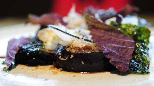 Recommended: Eggplant, smoked goat's curd, katsuobushi and sesame.