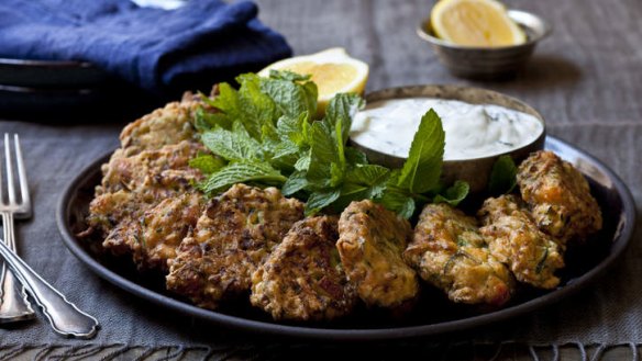 Haloumi and zucchini fritters.