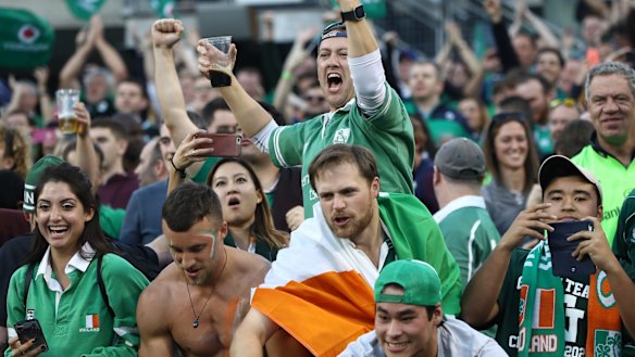 Irish fans celebrate the shock victory.