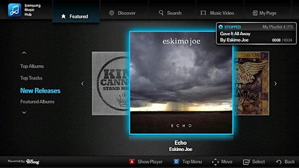 The Music Hub service on a Samsung TV.