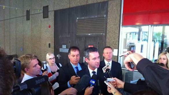 iiNet chief executive Michael Malone fronts the media outside court.