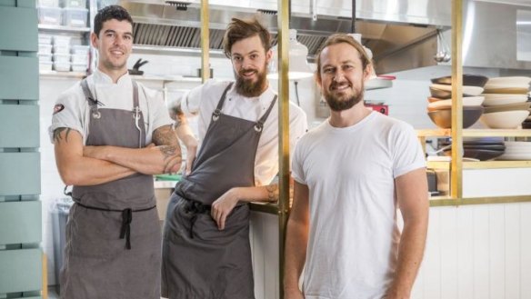 Open kitchen: (from left) Chefs Ollie Hansford and Cormac Bradfield with owner Jerome Batten.