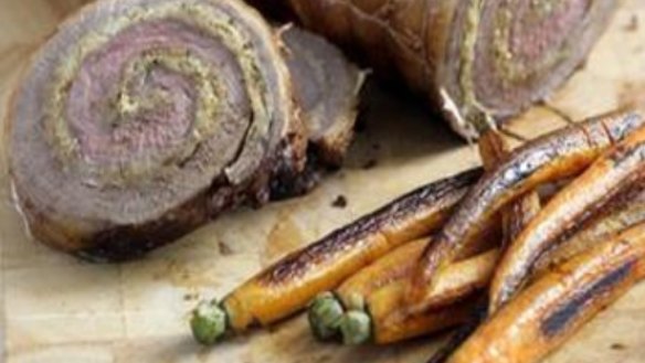 Roast stuffed veal breast