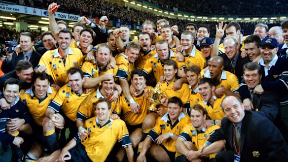 Golden period: The Wallabies celebrate winning the 1999 Rugby World Cup.