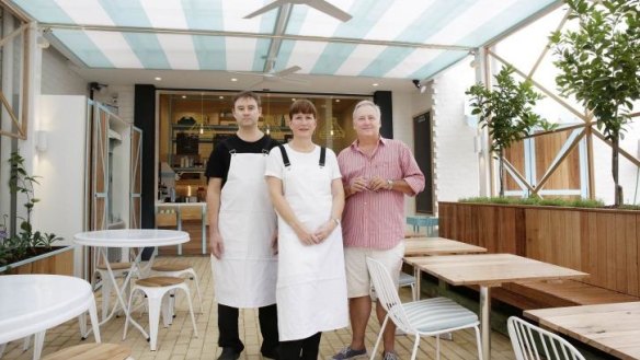 New venture: Damien Naughton, Dianna Thomson and Angus Crane of Knuckles sandwich bar in Alexandria.