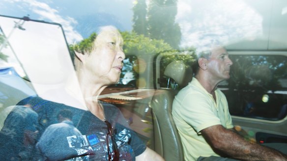 Michael Chan's mother Helen Chan leaving Wijaya Pura.