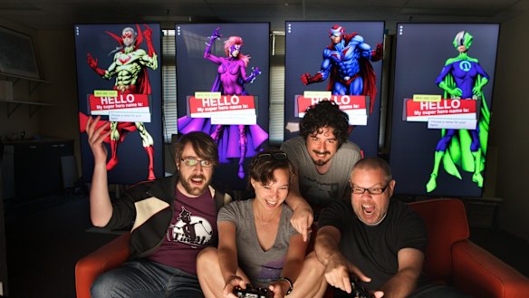 Tin Man Games is based at the Arcade co-working space. (From left) Clinton Shepherd, Kamina Vincent, Ben Kosmina and Ben Britten.