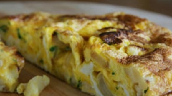 Roast spring garlic frittata