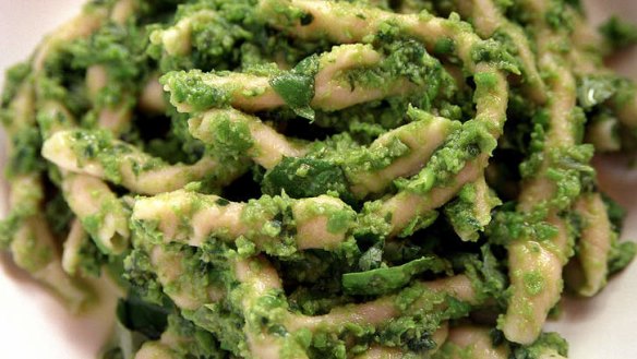 Family winner: Maccheroni with pea pesto.