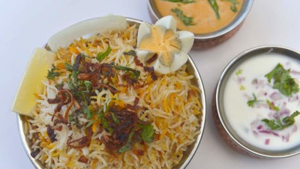 The onion-rich lamb biryani is a winner.