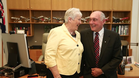 Deputy Prime Minister Warren Truss with his wife Lyn Truss in his office in Canberra on Thursday.