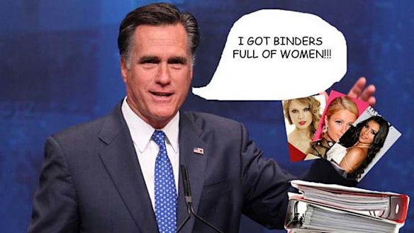 One of the images that sprung up as a part of #bindersfullofwomen.