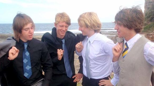 Jake Flannery, second from left, with friends.