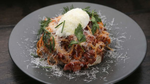 Comfort food: Spaghetti on toast.