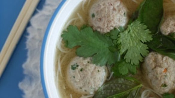 Thai meatball and herb soup
