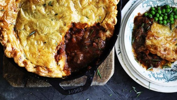 Easy as pie: Lamb, red wine and rosemary pot pie.
