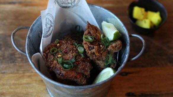 A bucket of 'damn good fried chicken'.