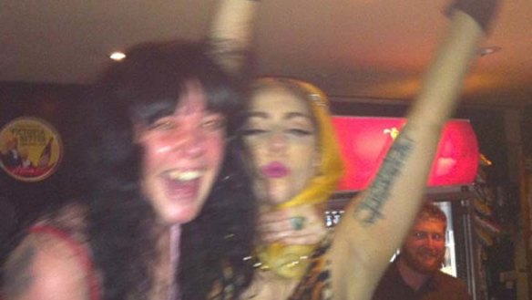 Lady Gaga parties with staff at Northcote Social Club. Photo posted on Twitter.