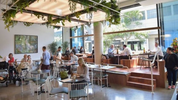 Bawa cafe's light- and plant-filled interior.