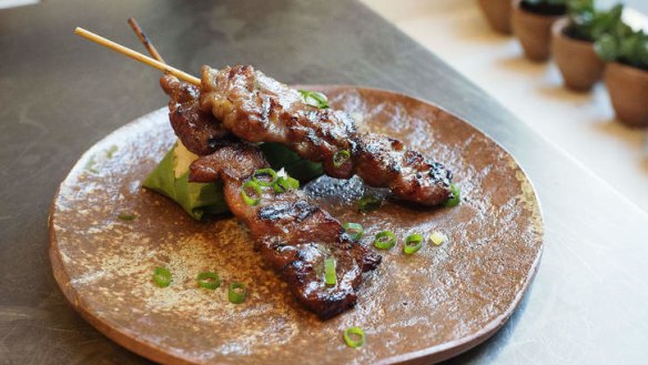 Not your average breakfast fare: Pork skewers.