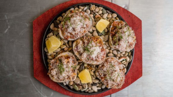 Cloudy Bay clams served on baked stones.