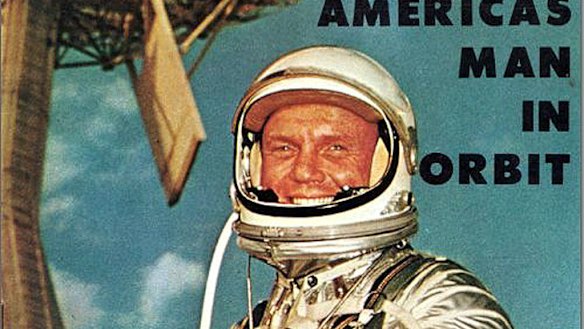 A poster celebrating America's first man to orbit the earth.