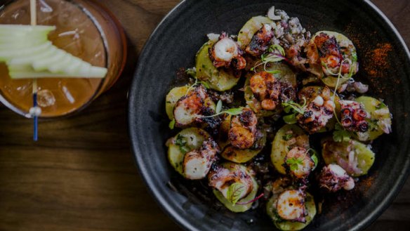 Char-grilled octopus, kipfler potatoes and sweet paprika.