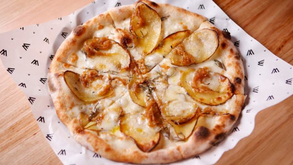 Potato, taleggio, rosemary and onion jam pizza.