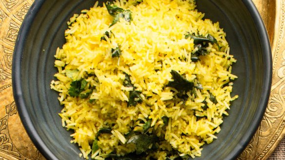 Saffron and coriander rice makes a good match for a range of spicy mains.