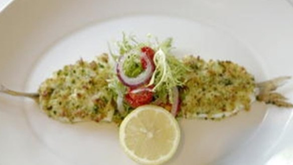 Baked garfish with parmesan crust