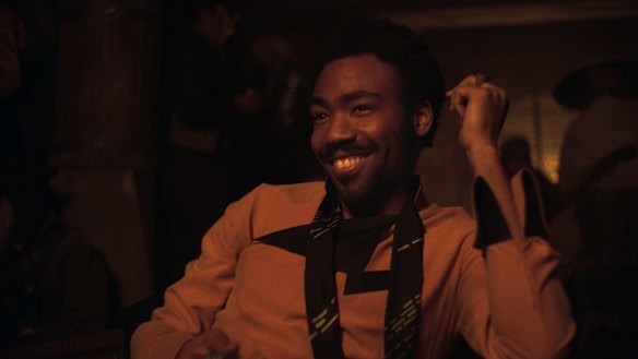 Donald Glover as Lando Calrissian in a scene from Solo: A Star Wars Story.