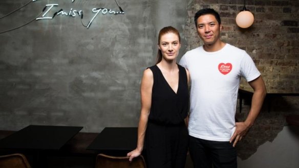 While you wait: Peter Lew and Nicole Galloway in their new restaurant, Fei Jai Next Door, in Potts Point.