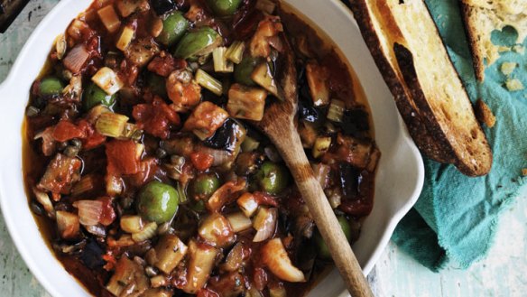 Serve your Sicilian caponata with bruschetta or with salad leaves.