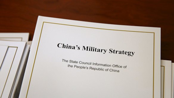 Copies of the white paper on China's military strategy released on Tuesday.