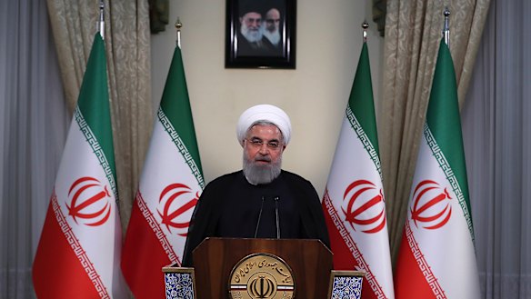 Iranian President Hassan Rouhani addresses the nation in a televised speech after Trump's announcement.
