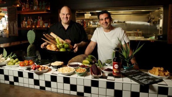 Bountiful: Creative director Paul Wilson (left) and restaurateur Alby Tomassi  at Lady Carolina.  