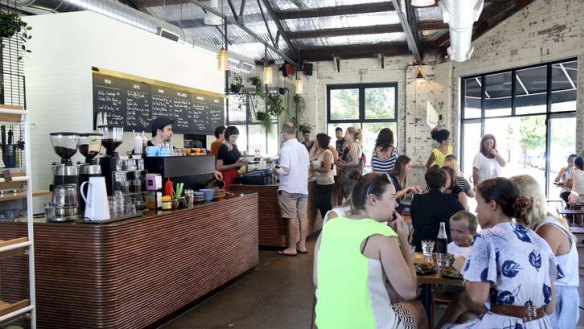 Industrial effort:  The coffee is good and strong and the blackboard menu tempts from afar.